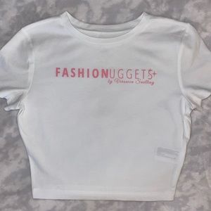 Fashion Nuggets White Crop Tee